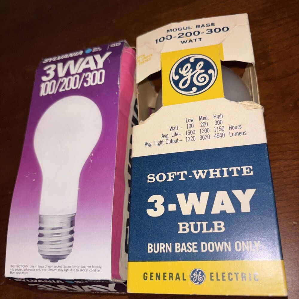 GE and Sylvania Soft White 3-Way Bulb Mogul Base 100-200-300W large base